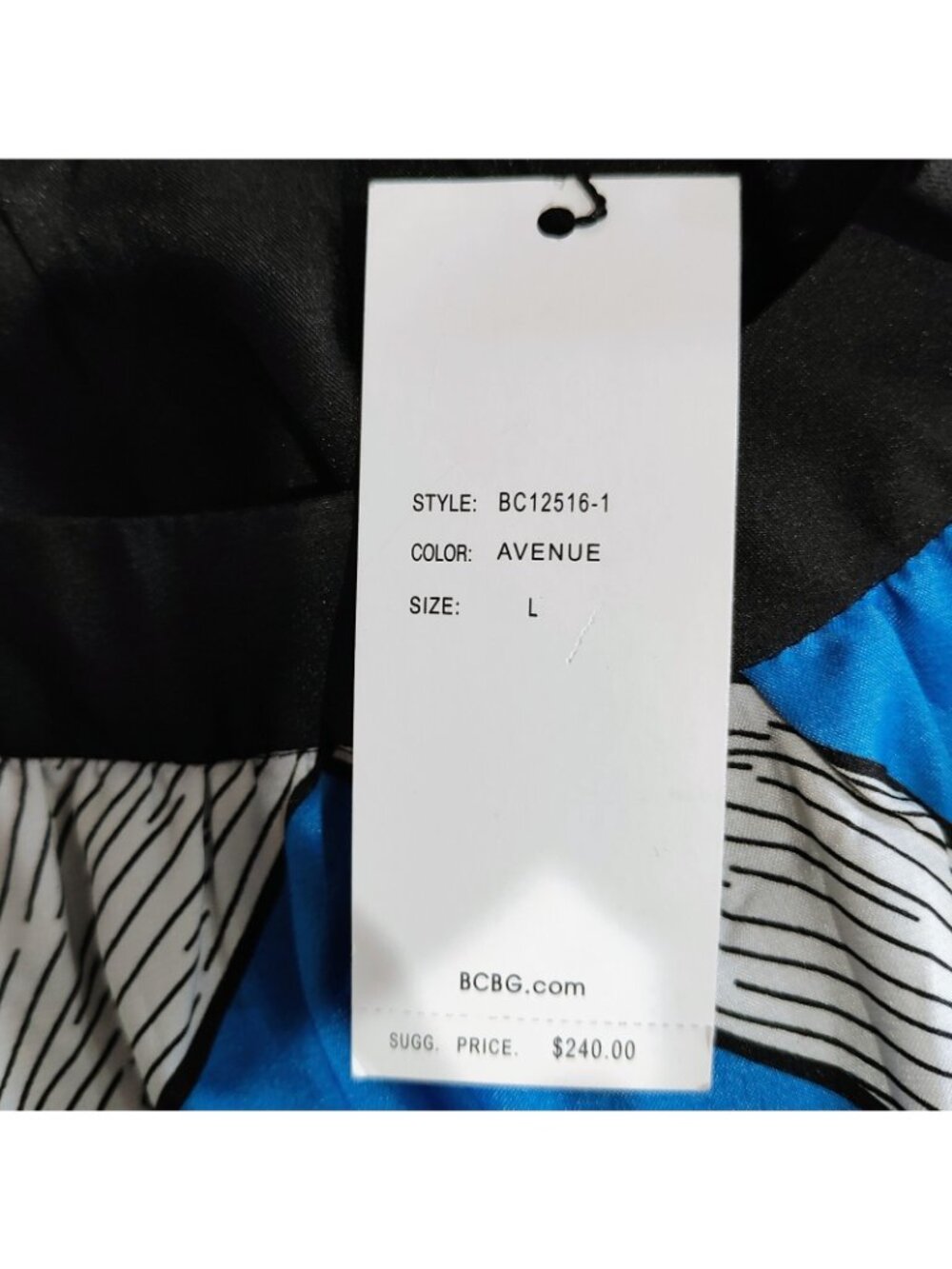 NWT BCBGMAXAZIRA Women's Blue White Sleeveless Shift Dress (Size Large) - Picture 13 of 16
